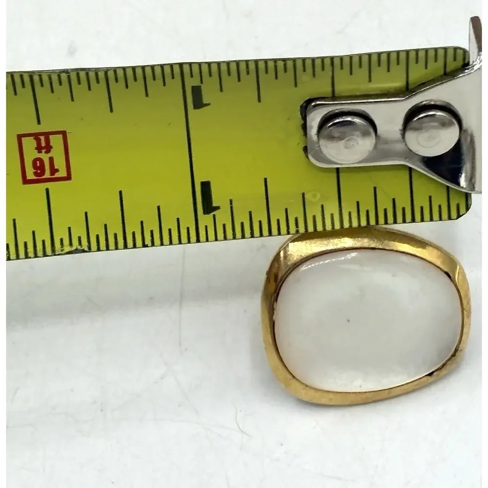 Vintage Mother of Pearl Cufflinks Cushion Square Gold Tone Mid Century MOP